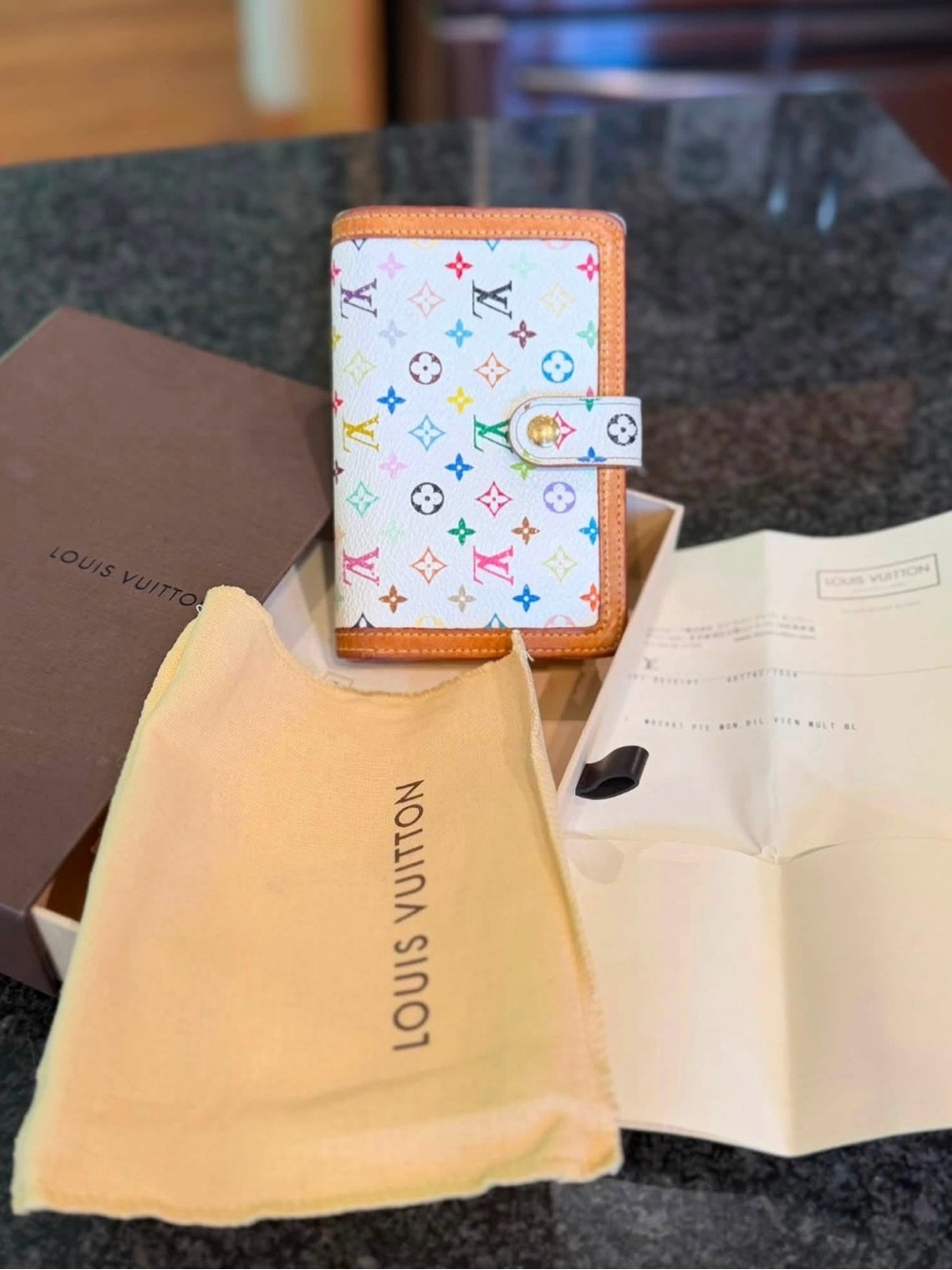 Louis Vuitton Takashi Murakami X Monogram Multicolore Viennois Kisslock Wallet